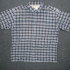 The North Face Button Up Shirt Men XL Plaid Short Sleeve Hiking Model.